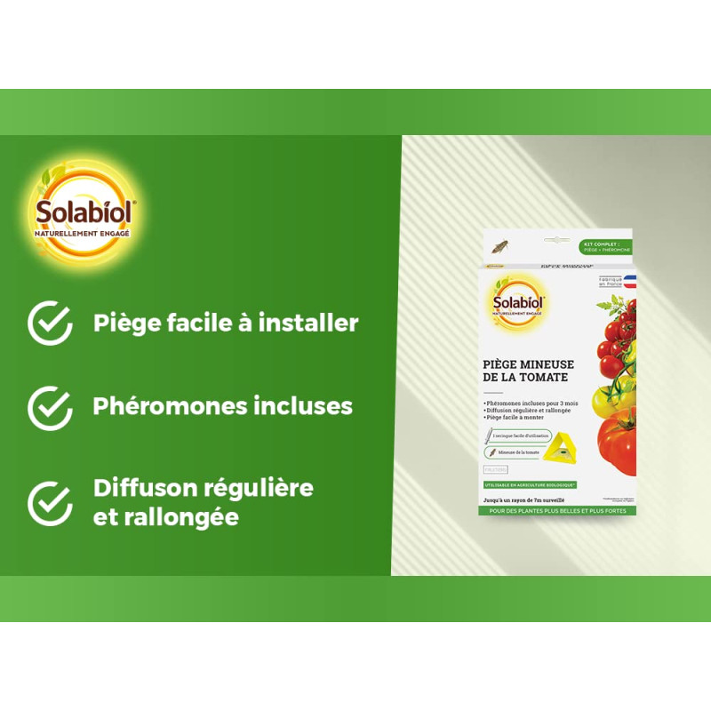 SOLABIOL Anti Mineuse de la Tomate | Piège à Phéromone | Etui 1 Piège + 1 Seringue | Utilisable en Agriculture Biologique | Fabr