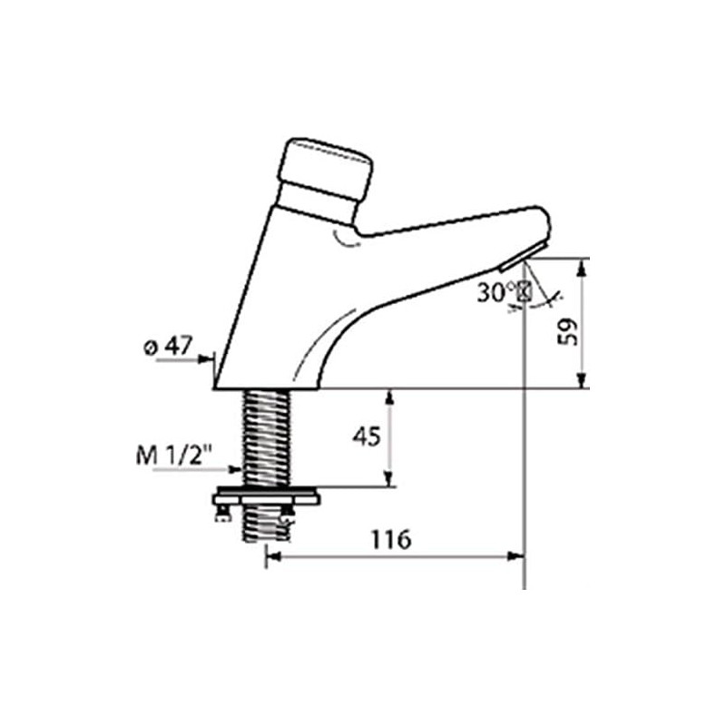 Delabie - Robinet temporise TEMPOSTOP 2 pour lavabo bouton-poussoir avec securite anti-blocage Ref : 702301