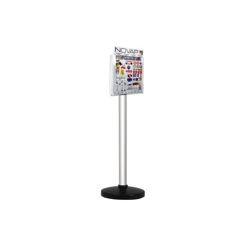 Poteau alu anodisé sur socle portable avec présentoir - 2030137