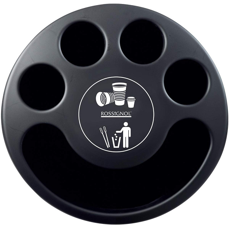 Collecteur de gobelets capacité 800, corbeille 25L - Diamètre 38, hauteur 65 cm coloris noir