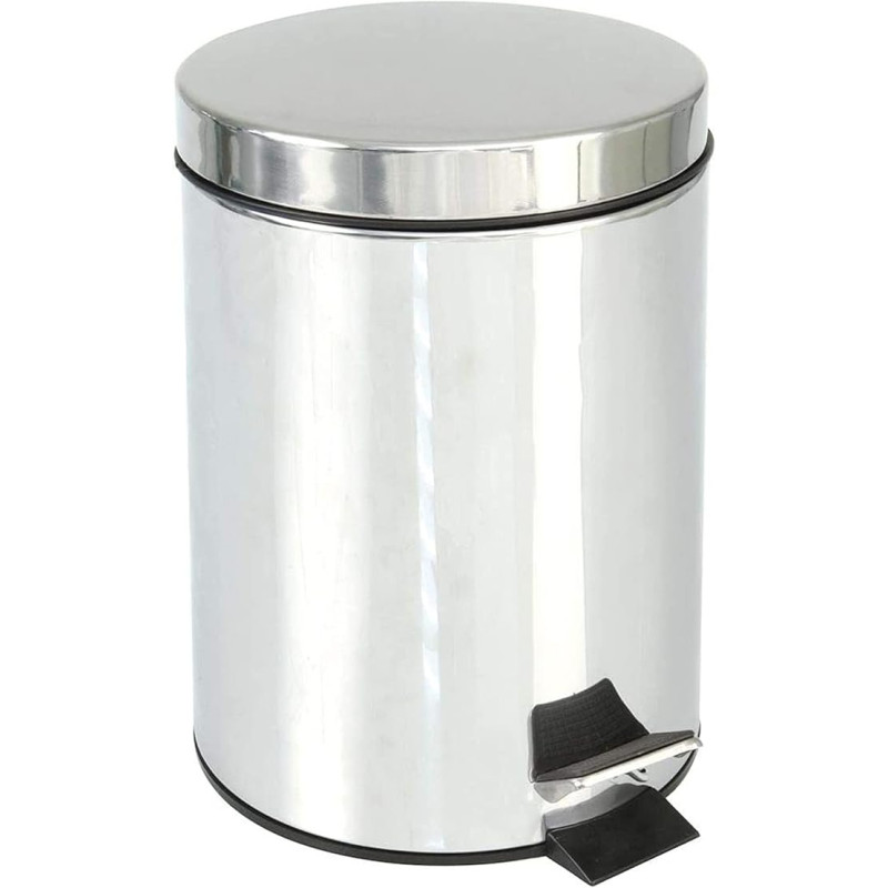Amig - Poubelle en acier inoxydable avec pédale | 5 litres | Contenant intérieur amovible en plastique avec poignée | Hygiénique