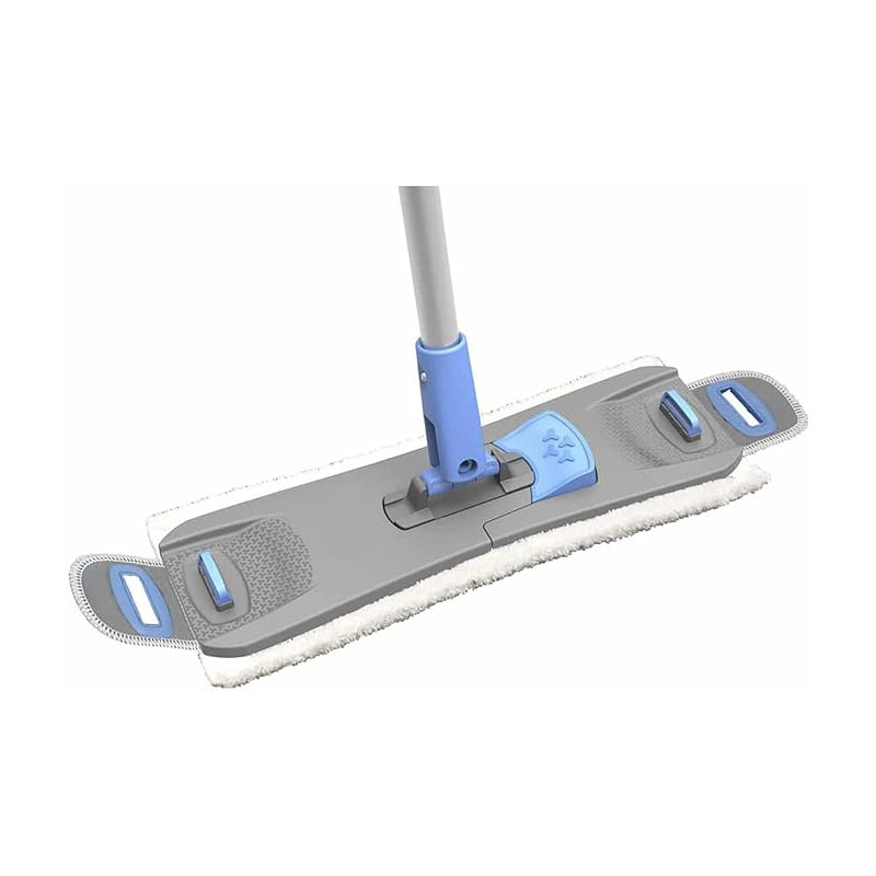 DSTOCK60 - Serpillère ménage à plat - Système d'essorage breveté - Combiné manche, balai - Longueur 45cm x largeur 14,5cm x Haut
