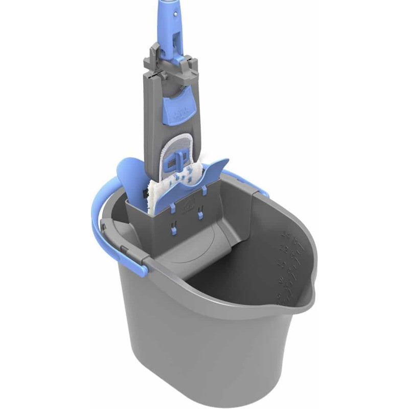 DSTOCK60 - Serpillère ménage à plat - Système d'essorage breveté - Combiné manche, balai - Longueur 45cm x largeur 14,5cm x Haut