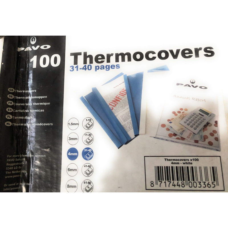 Couverture thermique - pavo 100 thermocovers 4mm white- 31-40 pages