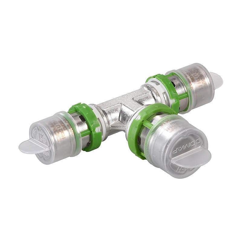 COMAP Té réduit métallique à sertir pour tubes multicouche - 32x3-26x3-26x3 - Raccords MultiSkin - 7130RW322626