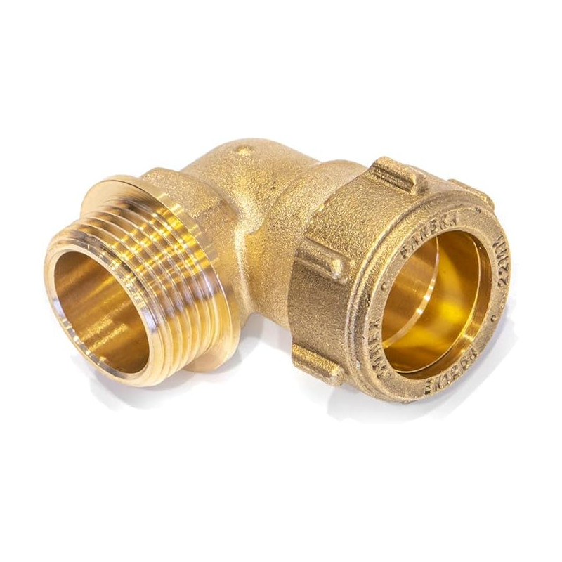 Raccord de serrage en cuivre - Raccord coudé DVGW - Angle 90° AG (22 x 3/4")