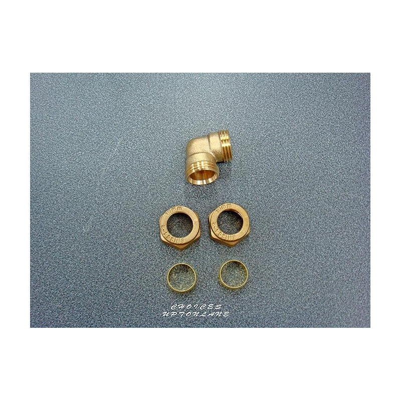 Raccord coudé à compression en laiton -Taille S (15 mm/22 mm)