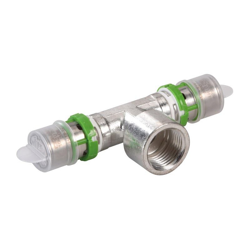 COMAP Té à sertir métallique femelle à visser pour tubes multicouche - 20x2-1/2-20x2 - Raccords MultiSkin - 7130GW201220