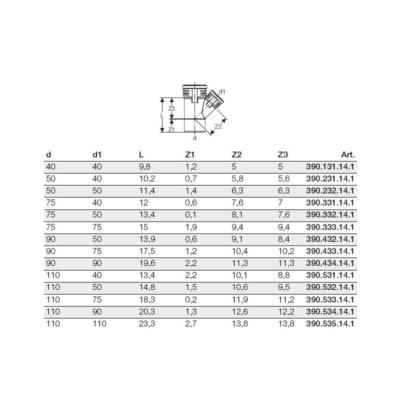 Geberit de dérivation Silent (PPGeberit 39033232141 Branche silencieuse du PP 45Gr d75/50