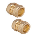 UKDD® Lot de 2 raccords de compression droits en laiton 15 mm