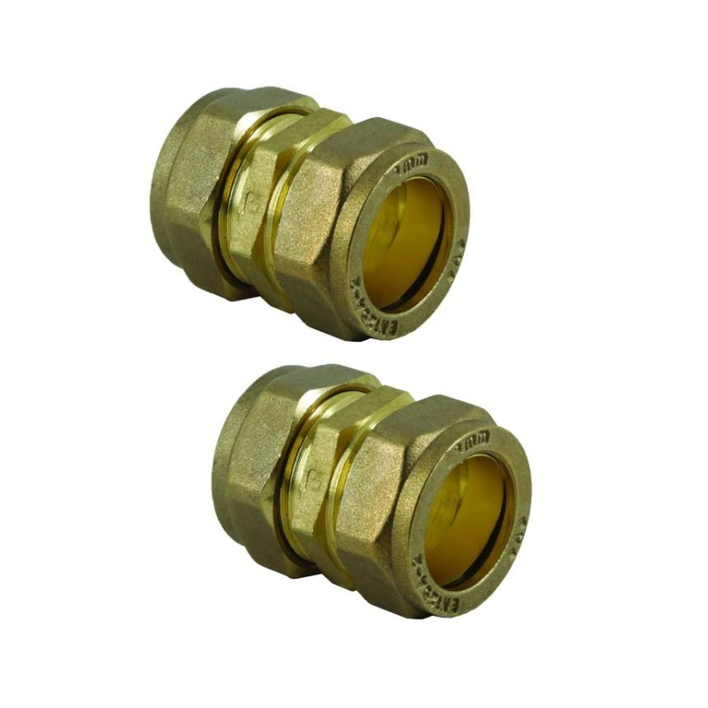UKDD® Lot de 2 raccords de compression droits en laiton 15 mm