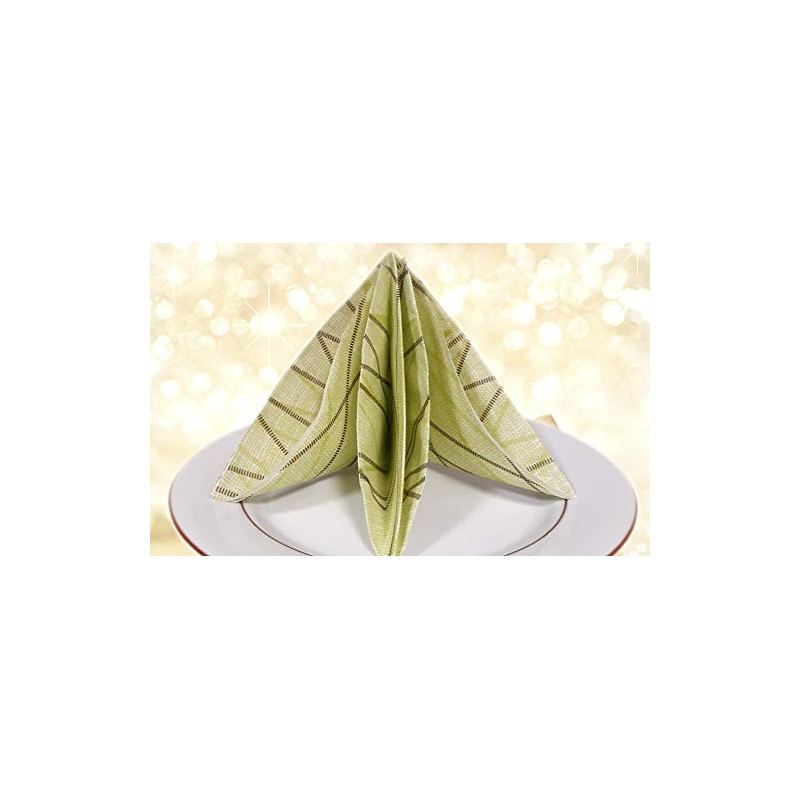 AIRLAID Serviettes DE Table en Papier JETABLES Paquet DE 50 Serviettes - Motifs TIRETS Vert ET Marron - Mood Verde - 40 x 40 CM
