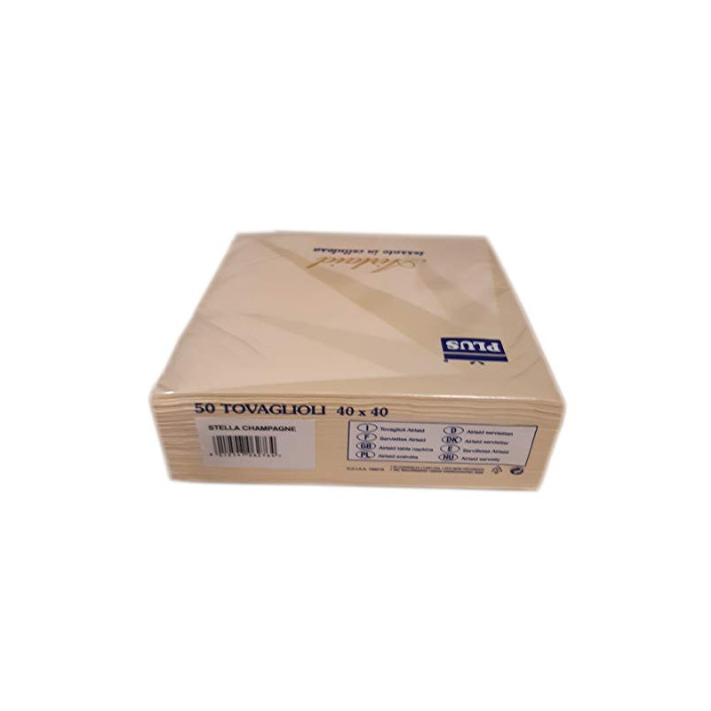 200 SERVIETTES DE TABLE EN PAPIER JETABLES AIRLAID - LOT DE 4 PAQUETS DE 50 SERVIETTES - MOTIFS ÉTOILE BEIGE - STELLA CHAMPAGNE