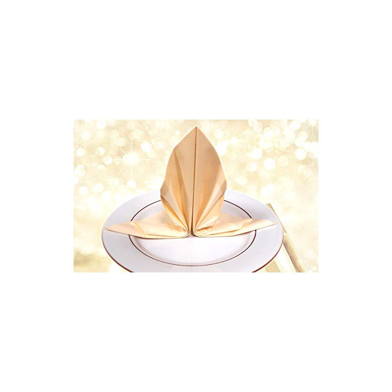 200 SERVIETTES DE TABLE EN PAPIER JETABLES AIRLAID - LOT DE 4 PAQUETS DE 50 SERVIETTES - MOTIFS ÉTOILE BEIGE - STELLA CHAMPAGNE