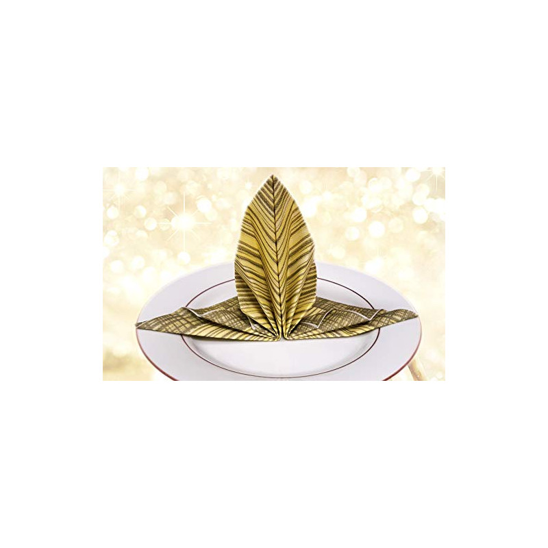 50 SERVIETTES DE TABLE EN PAPIER JETABLES AIRLAID - MOTIFS RAYE VERT ET JAUNE - RIBO VERDE - 40x40 CM