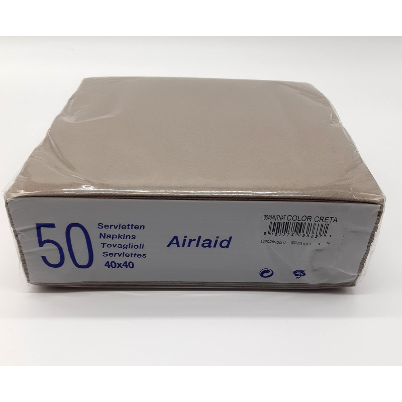 100 SERVIETTES DE TABLE EN PAPIER JETABLES AIRLAID - LOT DE 2 PAQUETS DE 50 SERVIETTES - MARRON - COLOR CRETA - 40 x 40 CM