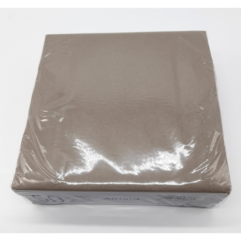 100 SERVIETTES DE TABLE EN PAPIER JETABLES AIRLAID - LOT DE 2 PAQUETS DE 50 SERVIETTES - MARRON - COLOR CRETA - 40 x 40 CM