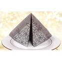 AIRLAID Serviettes DE Table en Papier JETABLES Paquet DE 50 Serviettes - Motifs Fleurs Blanc CASSÉ ET Gris - FLO Nero - 40 x 40