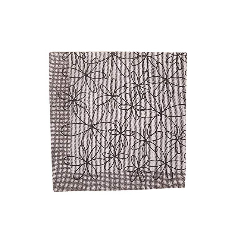 AIRLAID Serviettes DE Table en Papier JETABLES Paquet DE 50 Serviettes - Motifs Fleurs Blanc CASSÉ ET Gris - FLO Nero - 40 x 40