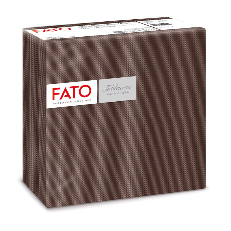 Fato - Serviettes en Papier Sec Airlaid, Effet tissu, Lot de 50 Serviettes, Taille 40x40 Pliées en 4, Couleur Chocolat