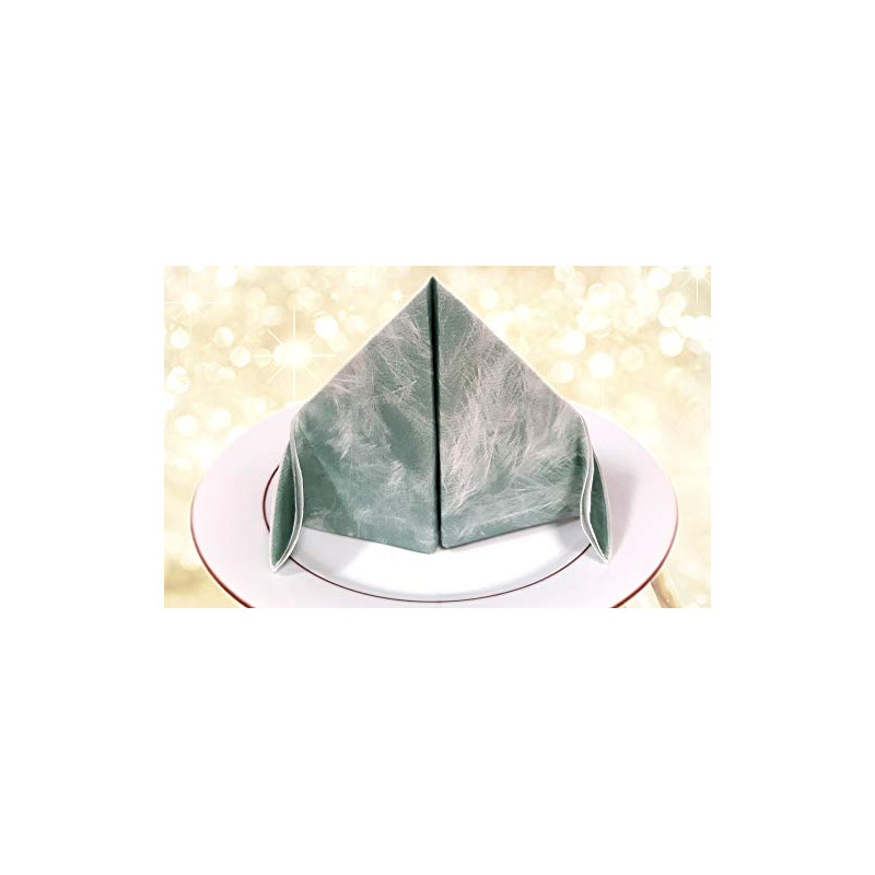 AIRLAID Serviettes DE Table en Papier JETABLES Paquet DE 50 Serviettes - Motif Plumes Fond Vert - PIUME Verde - 40 x 40 CM (1)