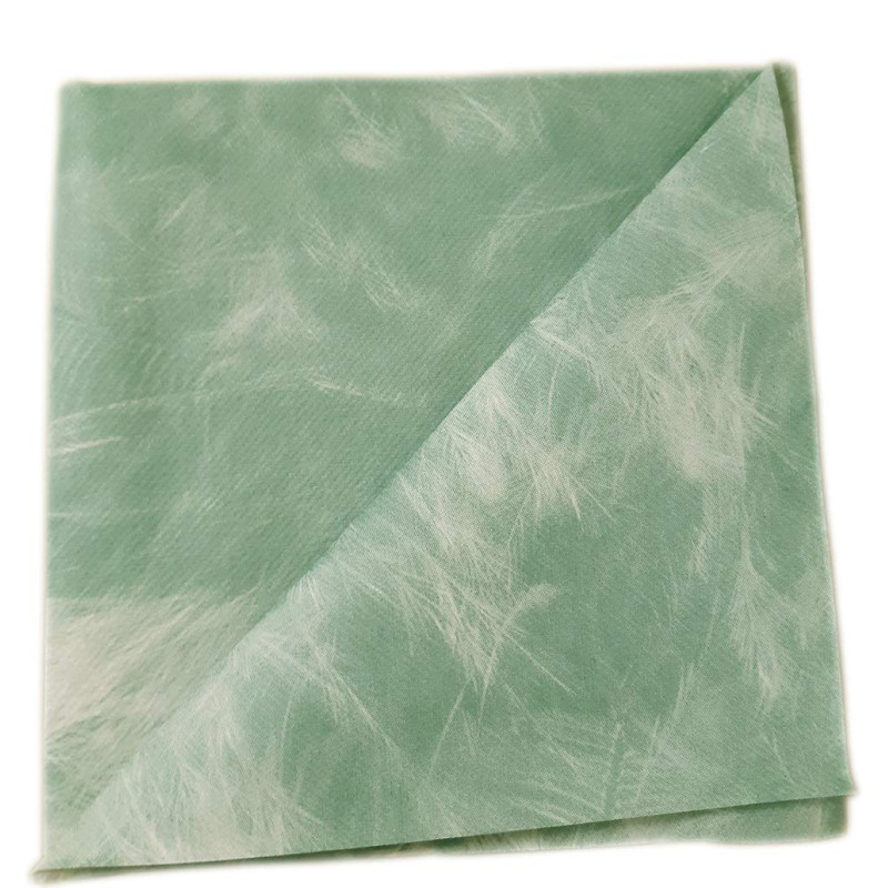 AIRLAID Serviettes DE Table en Papier JETABLES Paquet DE 50 Serviettes - Motif Plumes Fond Vert - PIUME Verde - 40 x 40 CM (1)