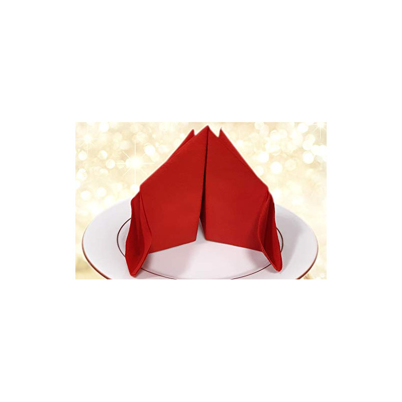 AIRLAID 100 Serviettes DE Table en Papier JETABLES 2 Paquets DE 50 Serviettes - Couleur Rouge - 40 x 40 CM