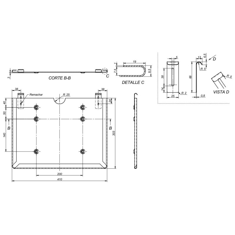 Support de Plaque ADR 400 x 300 mm en Acier galvanisé pour Camion, poid-Lourd, remorque, Semi-remorque, VUL