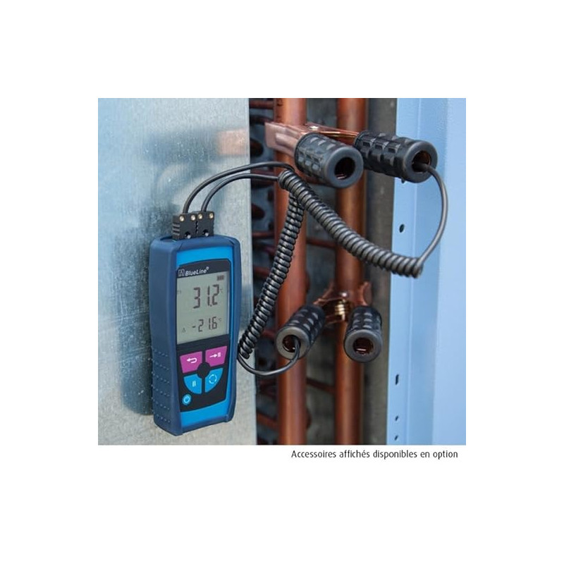 Thermomètre numérique Blue Line Blauwe LIJN S2600-12K, Thermocouple Type K, Écran Rétro-éclairé, Affichage Valeur Mesurée/Min/Ma