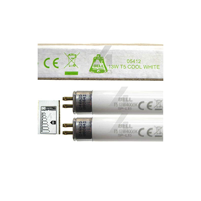 Bell Lighting 05412 Lot de 2 tubes fluorescents T5, 13 W, 525 mm, blanc froid, 4 000 K, avec culot G5