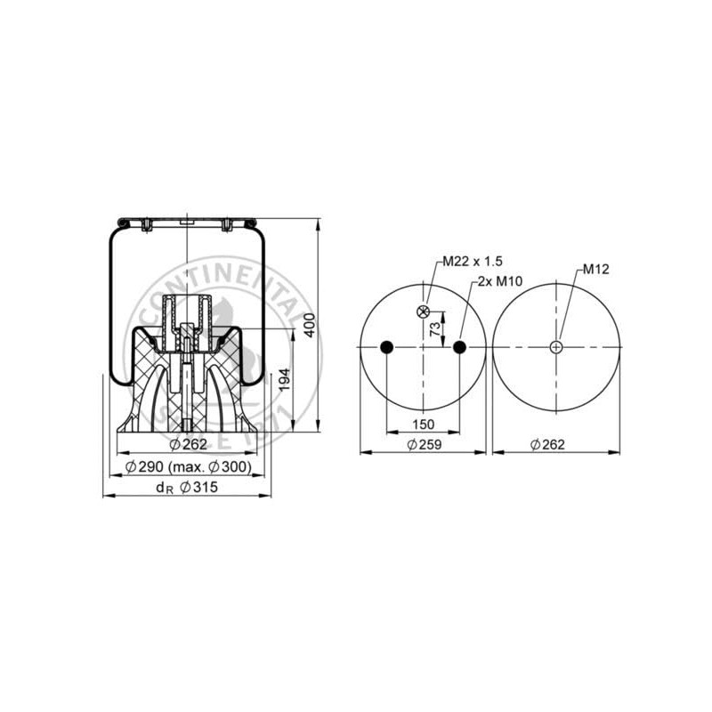 Contitech Air Spring 4158 N P03 - Ressort pneumatique, suspension pneumatique