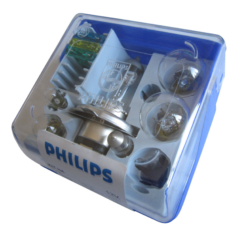 Coffret secours 6 ampoules H4 12 Volts avec 3 fusibles Philips 52730730