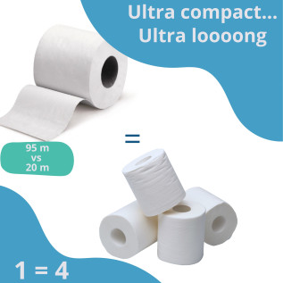 24 rouleaux de papier toilette compact domestique – 100 m – 2 plis