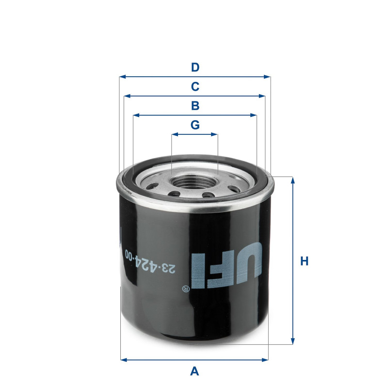 UFI Filters, Filtre à Huile 23.424.00, Filtre à Huile de Remplacement, Adapté aux Voitures et Excavateurs, Applicable sur Différ