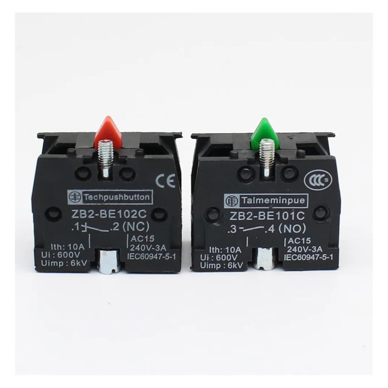 KLVN Interrupteur à Bouton-Poussoir Xb2, 1 pièce, Bloc de Contact Zb2be102c(NC) Zb2-be101c (NO) (Color : ZB2-BE102C NC)