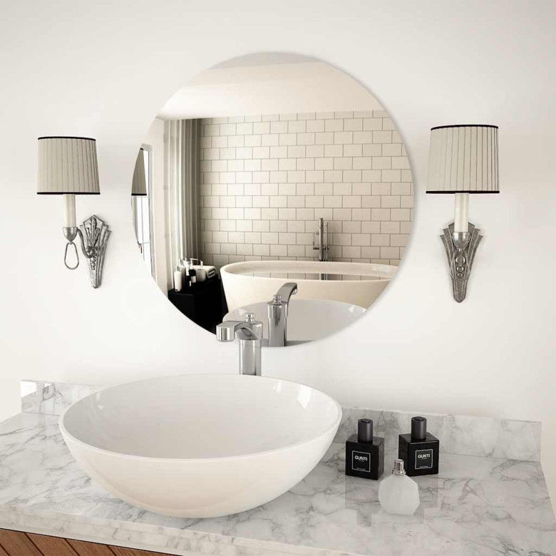vidaXL Miroir Mural 60 cm Rond Verre Décoration Mur Salle de Séjour Maison