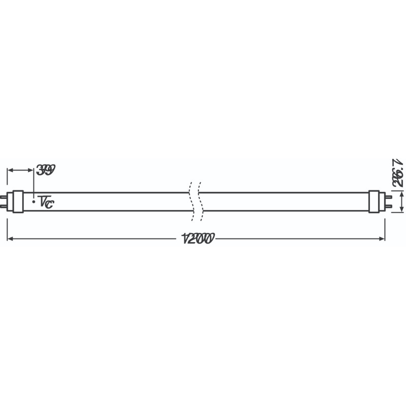 OSRAM LED tube Substitube Pure avec base G13, longueur : 1,2 mètre, blanc chaud (3000K), 15W, remplacement pour les tubes fluore