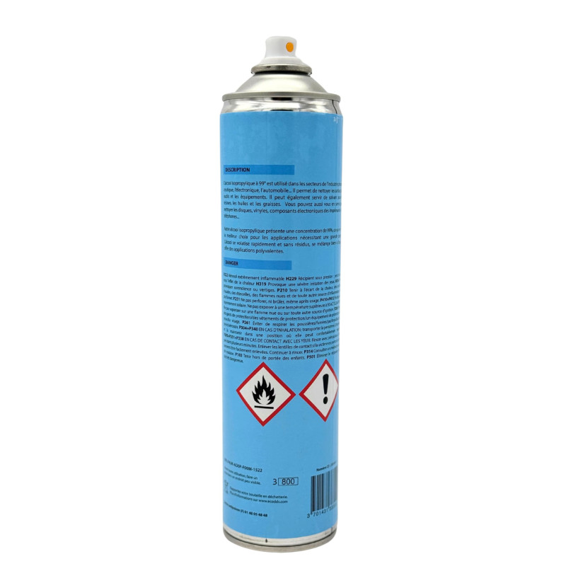 Alcool isopropylique 99° aérosol – 600ml – Parfait comme nettoyant, solvant et dégraissant