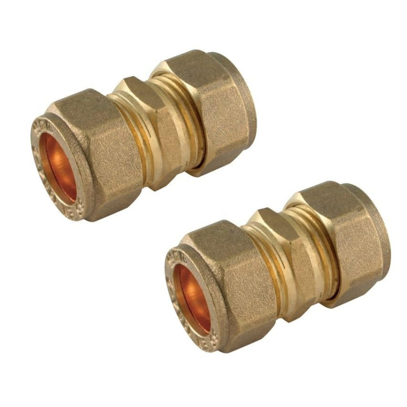 UKDD® Lot de 2 raccords de compression droits en laiton 15 mm