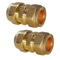 UKDD® Lot de 2 raccords de compression droits en laiton 15 mm