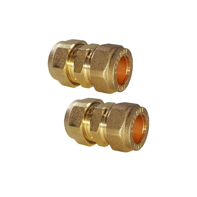 UKDD® Lot de 2 raccords de compression droits en laiton 15 mm