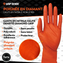 GripSense Gants Nitrile (Pack de 50) - Orange Diamant Haute Densité - Sans Latex ni Poudre en Nitrile Orange M - Mécanicien Ext