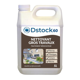 Nettoyant gros travaux - 5L - Traitement rénovateur multi-surfaces, décapant pierres, plastique, ciment, résine