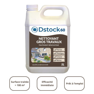 Nettoyant gros travaux - 5L - Traitement rénovateur multi-surfaces, décapant pierres, plastique, ciment, résine