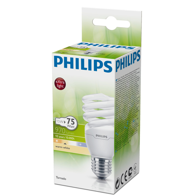 Philips TORNADO - Ampoule Economie d'énergie 15 watts Tornado 15W/230V E-27 ES