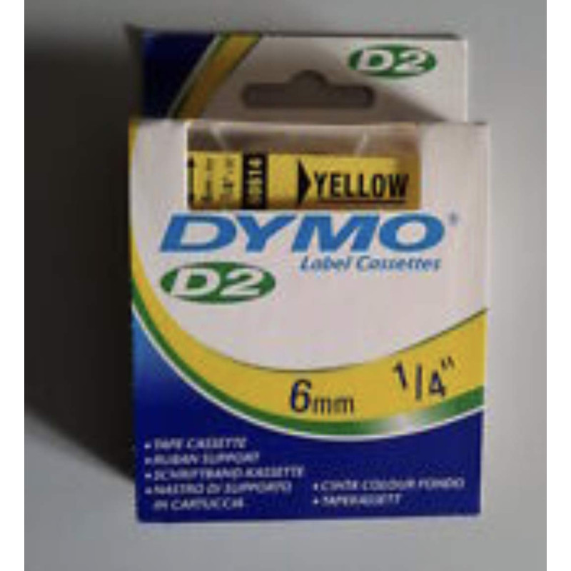 Dymo 6 mm-Yellow D2 Tape 60614 Rubans pour imprimantes d'étiquettes Jaune