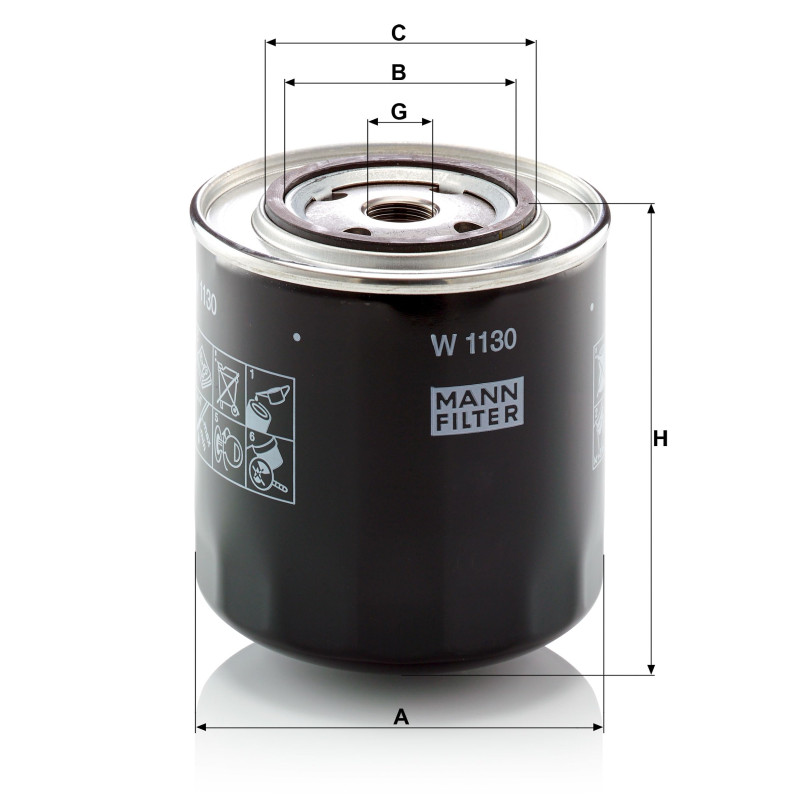 MANN-FILTER W 1130 Filtre à huile - pour Applications non routières