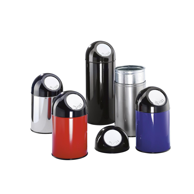 VEPABINS V-Part Pushbin Prullenbak - 55 l - RVS/Zwart