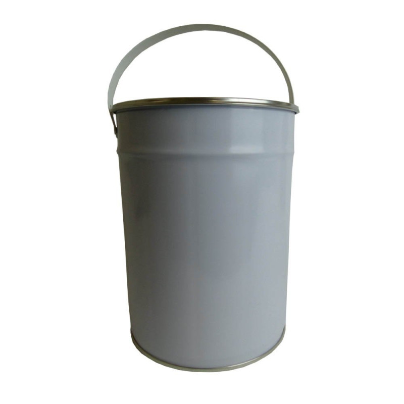 5 l D 'litre Blanc uni fer blanc Seau Seau en métal avec couvercle et bague Fermeture Poignée en plastique pour le rangement à