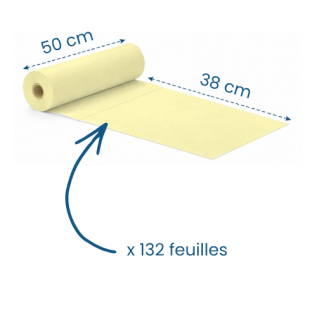12 draps d'examen plastifiés jaune - 50 x 38 cm - 132 formats